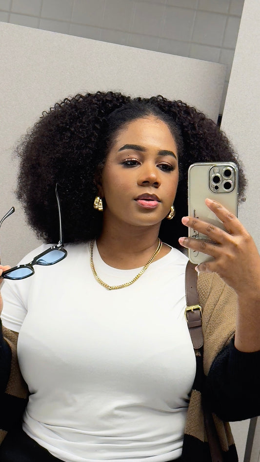 Headband Style GLUELESS Wig AFRO KINKY CURLY Human HAIR 180% Density 100%VIRGIN 14 inches
